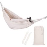 Dupla függőágy 200x150cm kerti hintaszék 200kg krém