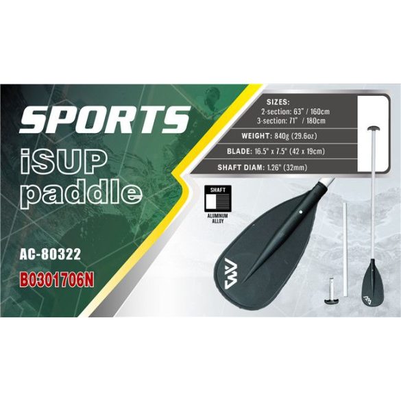 Alumínium evezőlapát (2-3 részes)  paddle board SUP 