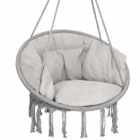 Kerti függőszék párnával rojtokkal Fekete / Szürke