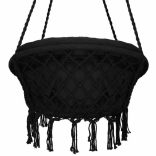 Kerti függőszék párnával rojtokkal Fekete / Szürke