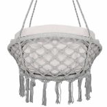 Kerti függőszék párnával rojtokkal Fekete / Szürke